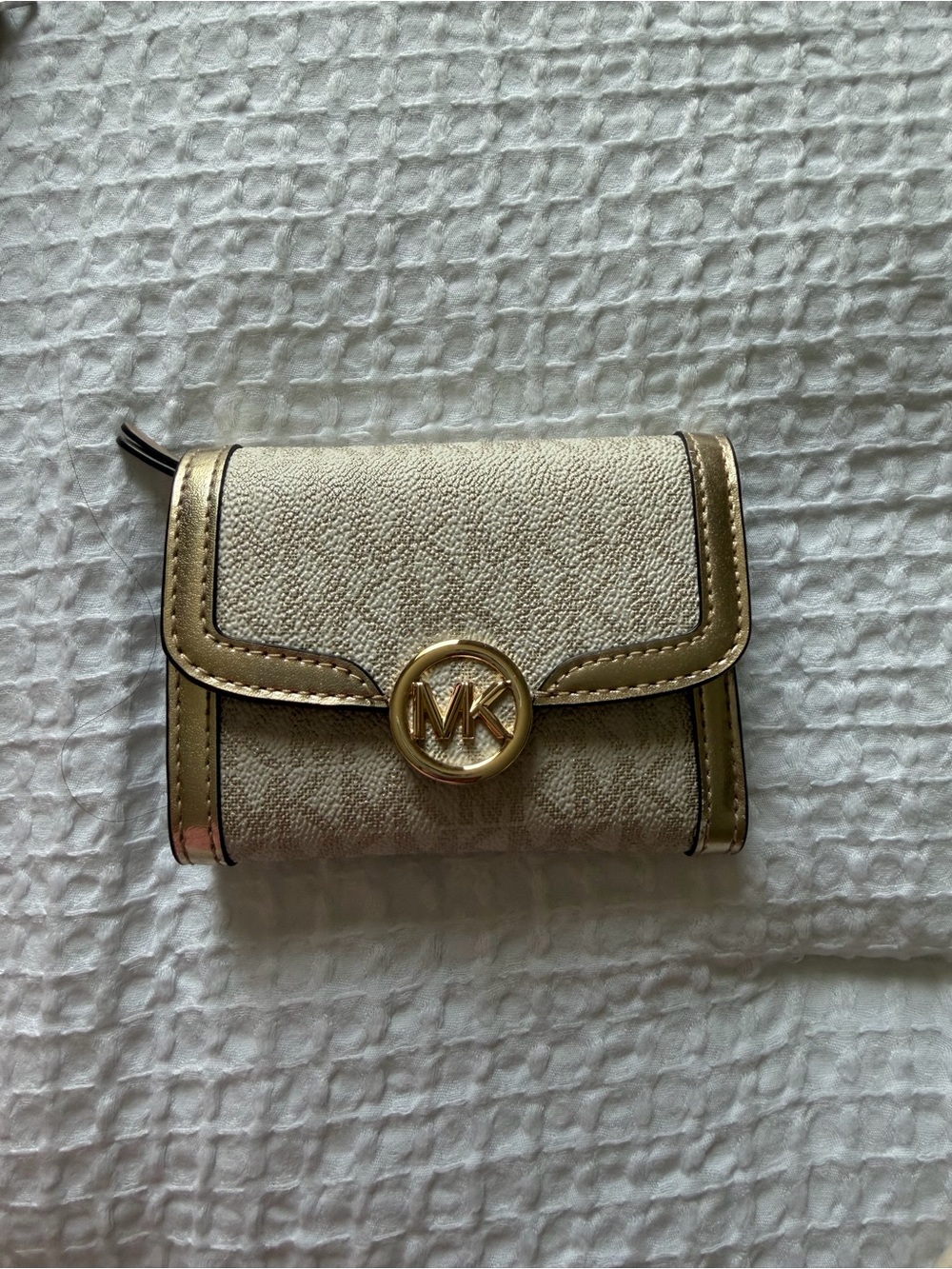 Michael Kors Beige Wallet with Gold Hardware